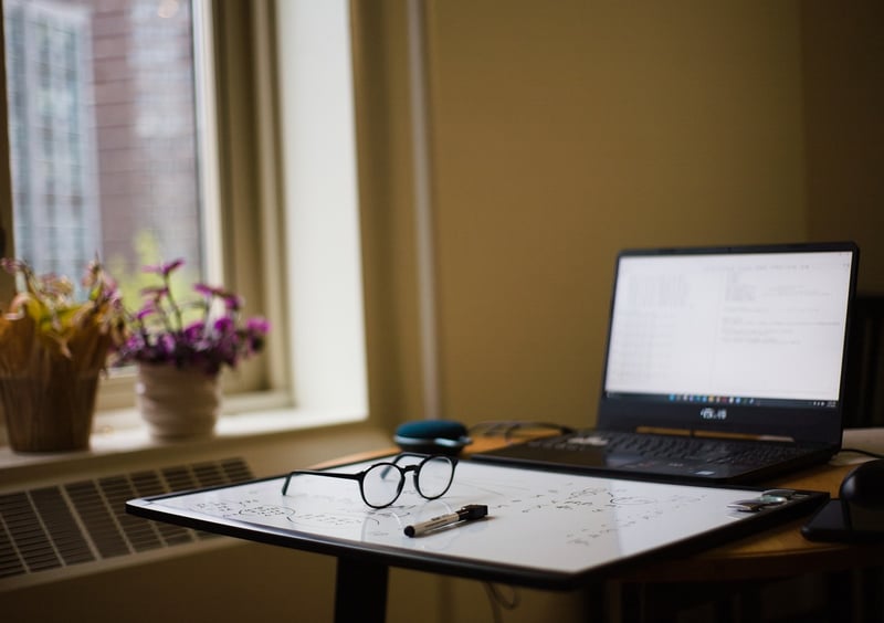 Laptop and books